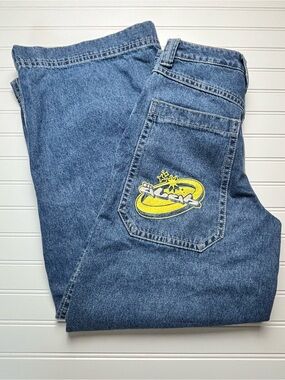 JNCO 26 Analog Baggy Wide Leg Y2K Skater Jeans Men’s 34X32 Blue Denim Size Tag 4